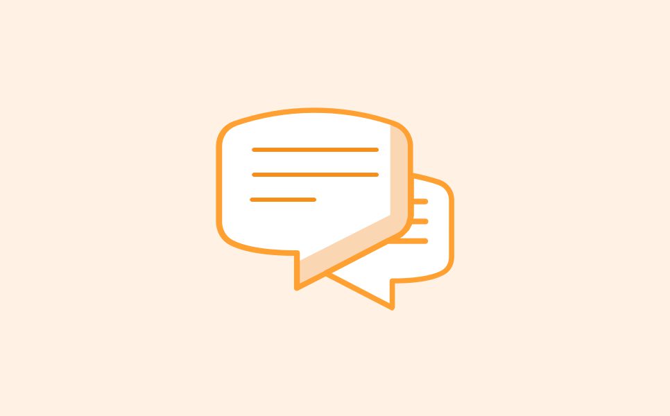 White conversation bubbles with orange border
