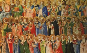 A painting of a large group of people.